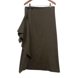 Yohji Yamamoto Women's Size 2 Brown Cotton Twill Drape Detail Skirt Japan guc